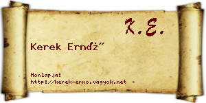 Kerek Ernő névjegykártya